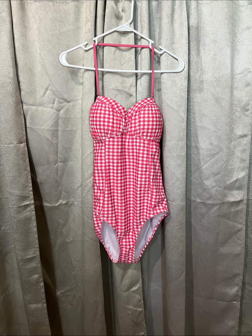 Size L Lauren James Pink Gingham One-Piece Swimsuit with Sweetheart Bust